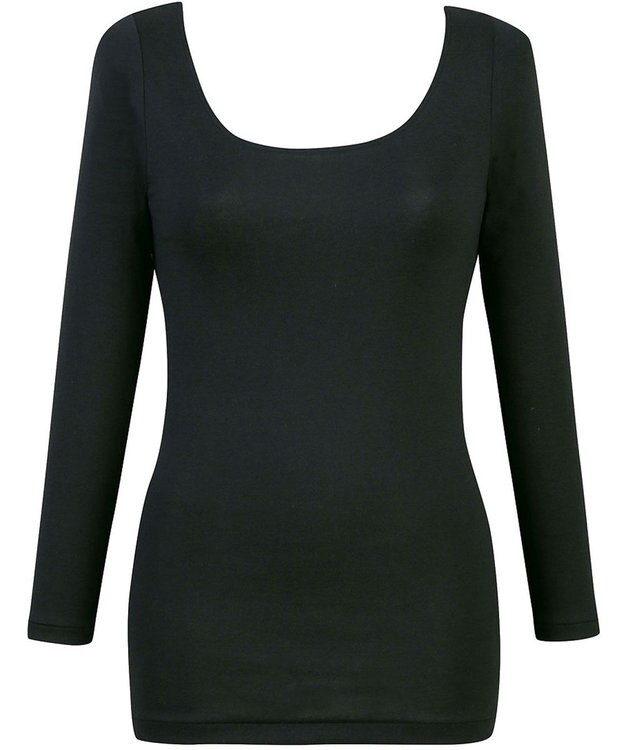 Wing あったかインナー オーガニックコットン混 やわらかくやさしい肌ざわり 【綿の贅沢オーガニック】 綿混 保温性 8分袖 長袖 秋 冬 EL4831ウイング／ワコール ブラック