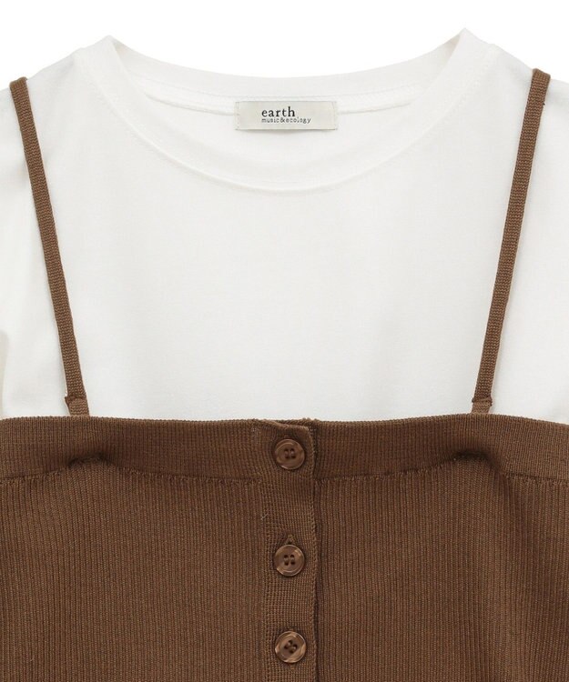 earth music&ecology ＳＥＴ２点コンパクトＴＥＥ＋マルチｗａｙニットビスチ Brown