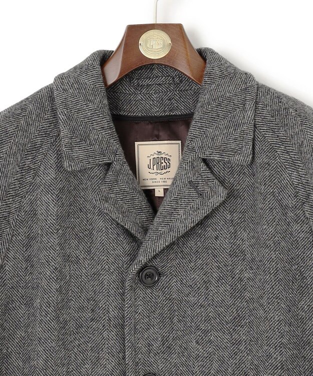 J.PRESS MEN 【JAPAN TWEED with REAL SHETLAND】ヘリンボーン バルカラーコート ブラック系2