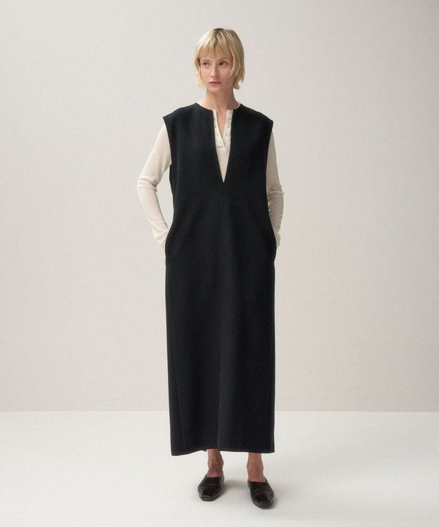 SUPER 160S DOUBLE SAXONY | ピナフォアドレス / ATON | ファッション