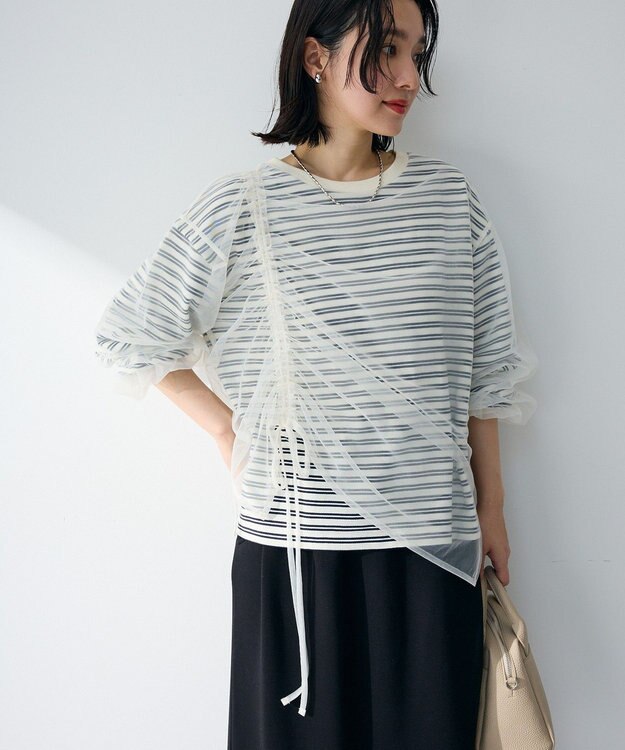 Green Parks シャーリングチュールドッキングプルオーバー Navy