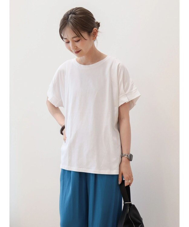 AMERICAN HOLIC 接触冷感袖タックカットプルオーバー Off White