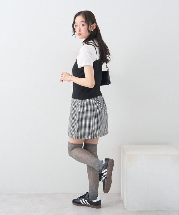 earth music&ecology ＳＥＴ２点コンパクトＴＥＥ＋マルチｗａｙニットビスチ Black