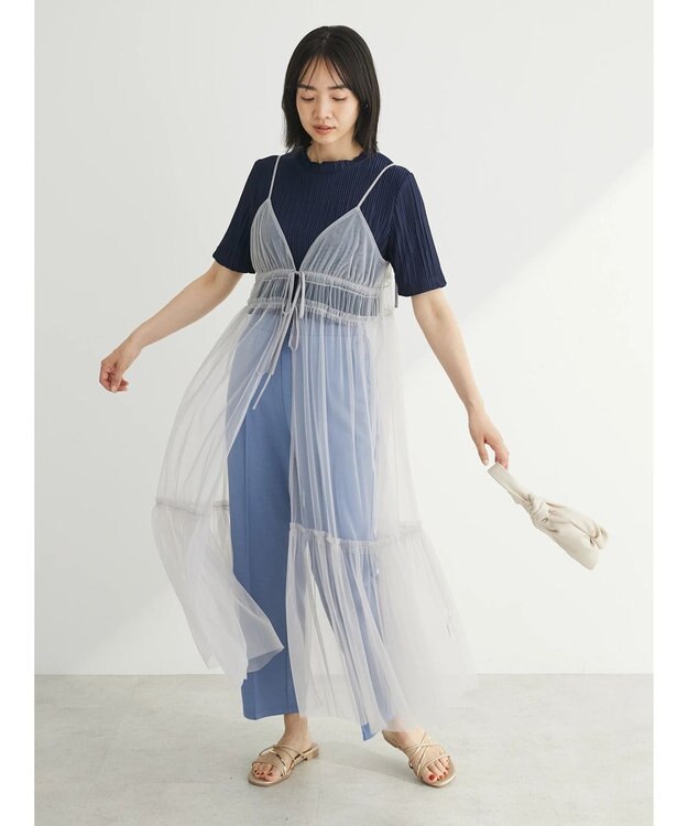 Green Parks ・ＥＬＥＮＣＡＲＥ　ＤＵＥ　２ｗａｙチュールキャミワンピ Gray