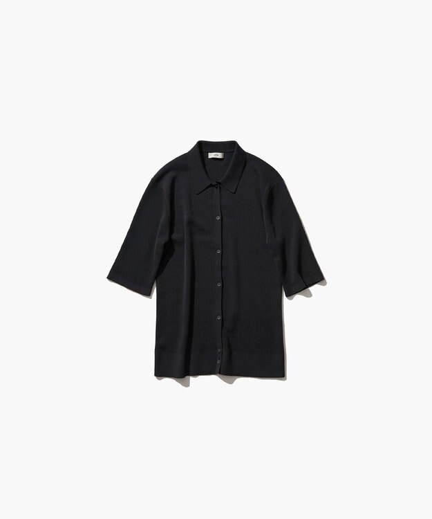ATON FRESCA KNIT | ポロカーディガン BLACK