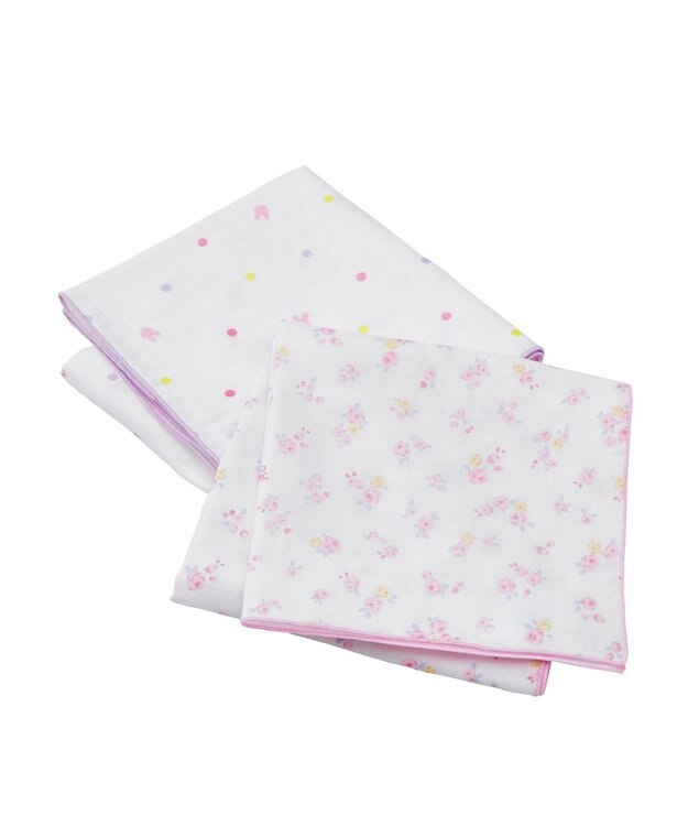 MIKI HOUSE HOT BISCUITS ガーゼタオル2枚組セット 白×ピンク