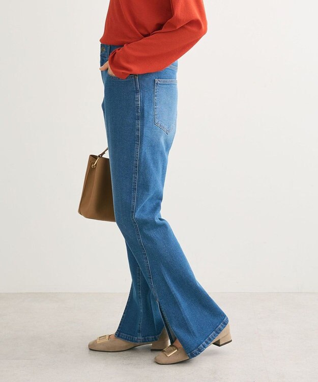 Green Parks ・ＳＵＧＡＲ　ＳＰＯＯＮ　デニムスリットフレアパンツ Indigo