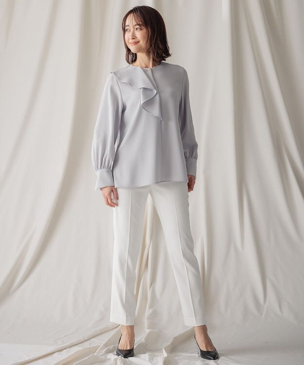 BEIGE， CINDY / アシンメトリーブラウス Ice blue