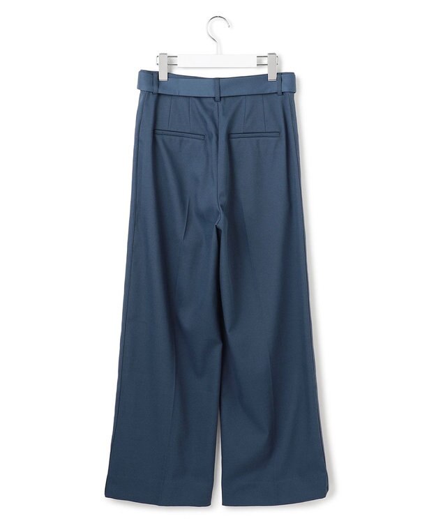 ICB L 【裏起毛】 ウォームサテン ワイドストレートパンツ ブルーグレー系