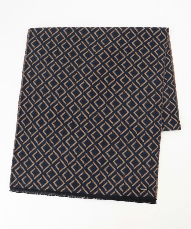JOSEPH ABBOUD 【リバーシブル】ダイヤパターンＷフェイス ストール ネイビー系7