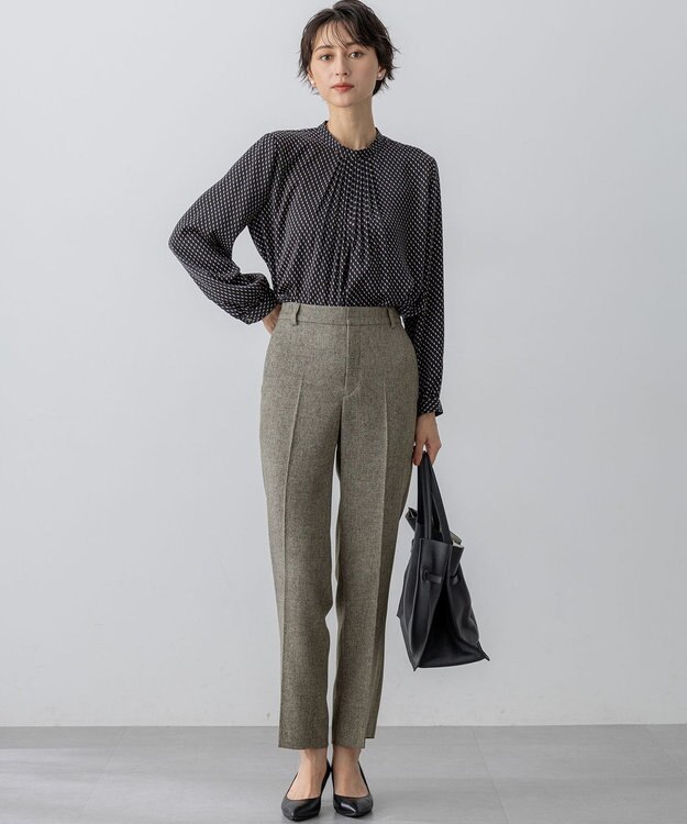 23区 L 【洗える】グラデーションドットプリント ブラウス ネイビー系