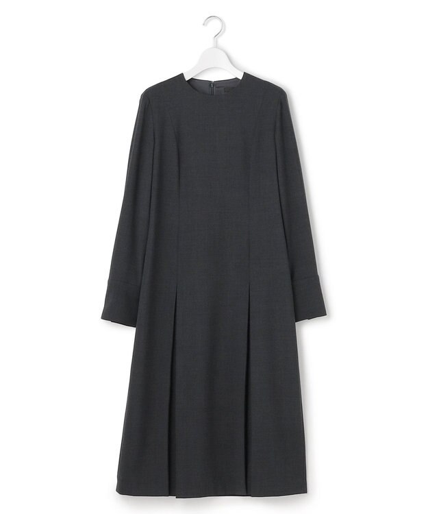 ICB 【UVカット・洗える】ウール2WAYストレッチ 長袖ワンピース チャコール