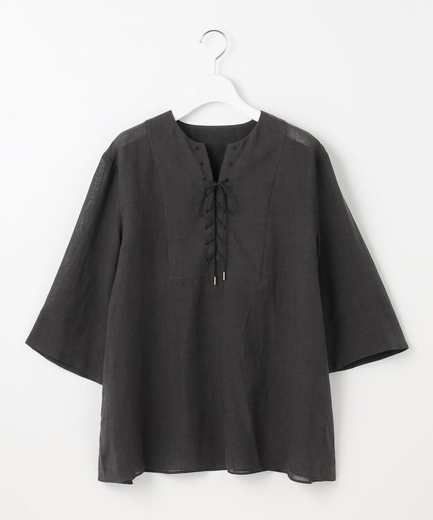 自由区 【カタログ掲載・接触冷感・洗える】ラミーローンプルオーバー ブラウス ブラック