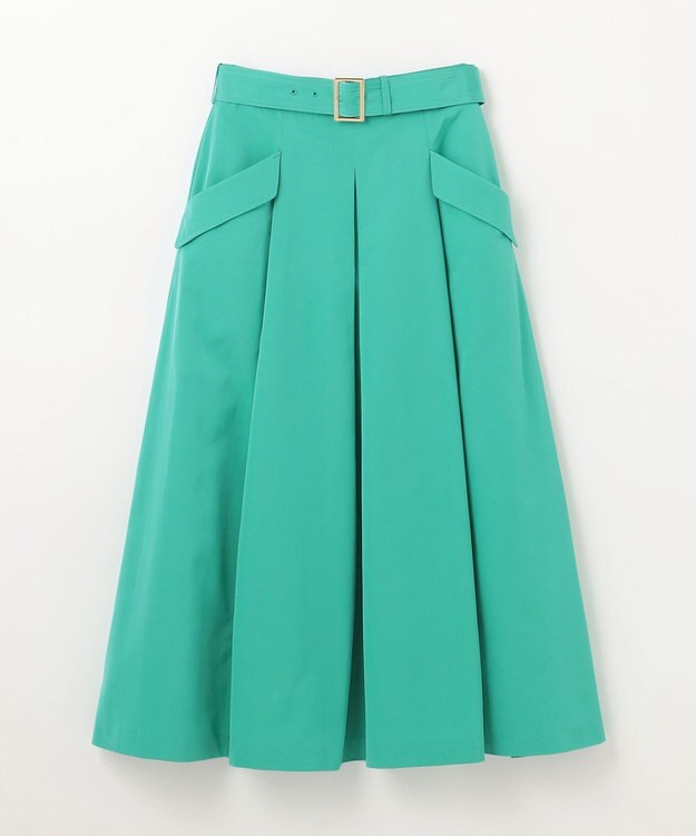 GRACE CONTINENTAL グログランタックフレアスカート グリーン