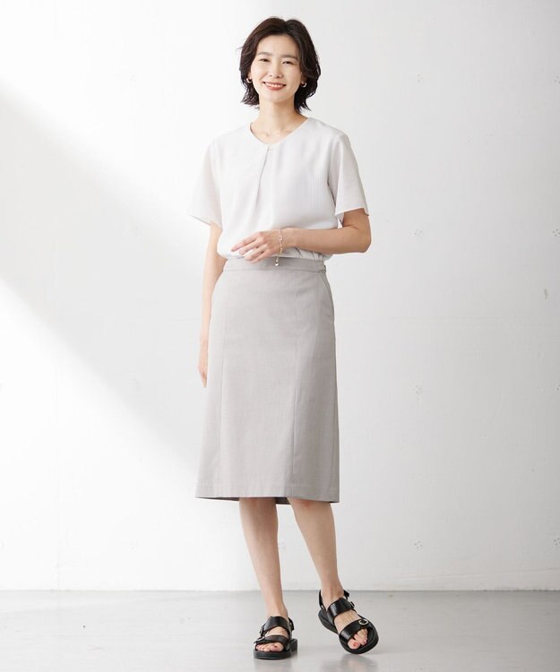 J.PRESS LADIES 【イージーケア】シアーストライプ カットソー ベージュ系