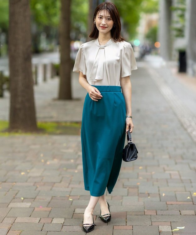 ANY SIS S 【洗える】4WAY半袖 ボウブラウス アイボリー