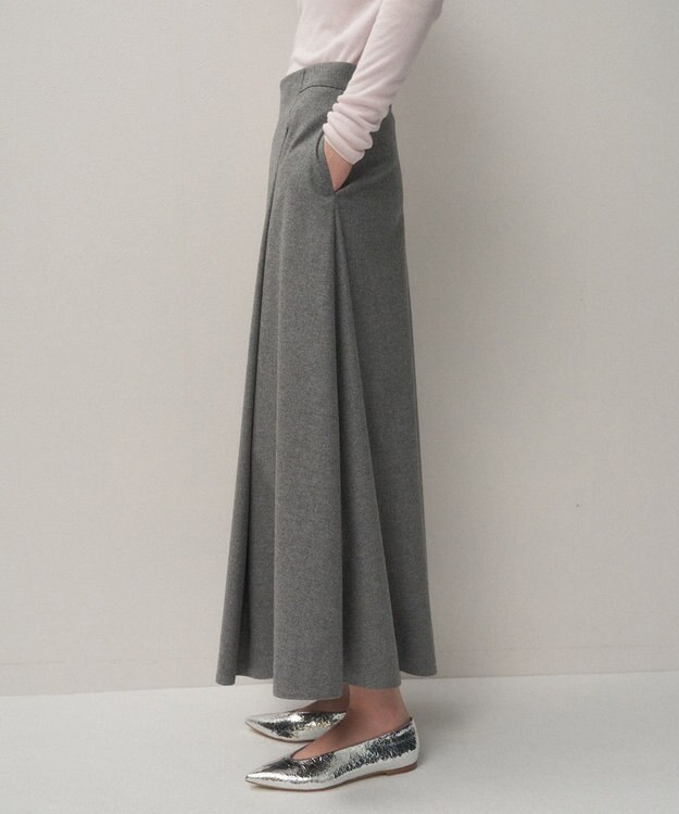 ATON MERINO COLLEGE FLANNEL | フレアスカート TOP GRAY