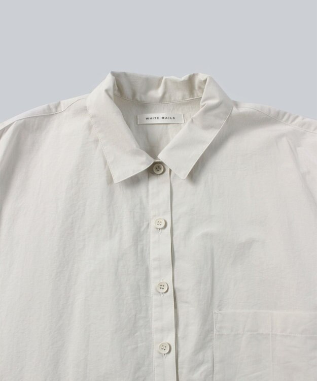 WHITE MAILS 【UNISEX】COTTON PAPER WASHED ポプリンロングシャツ オフホワイト