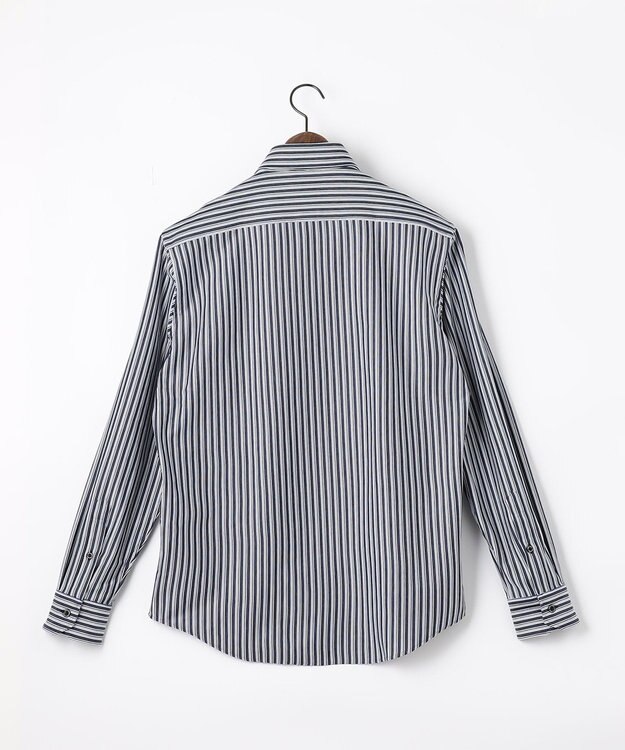 JOSEPH ABBOUD 【ストレッチで快適な着心地・イージーケア】ランダムストライプ ジャージー シャツ ネイビー系1