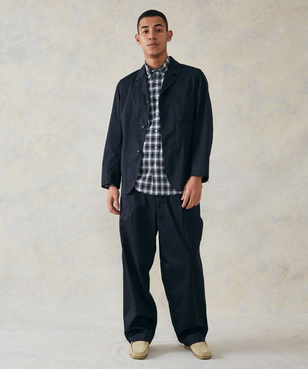 J.PRESS MEN ギザツイルワンタックワイドパンツ ネイビー系