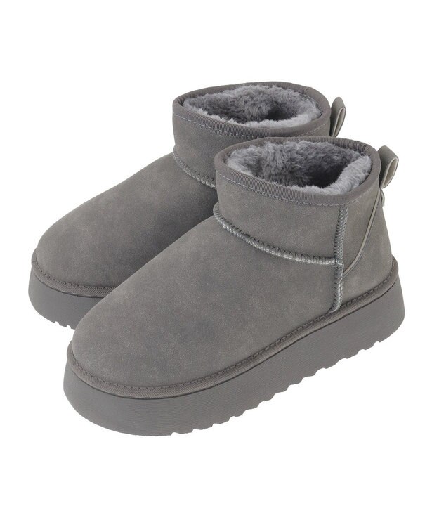 Green Parks ・ｍｉｎｉａ　フェイクムートンショートブーツ Gray