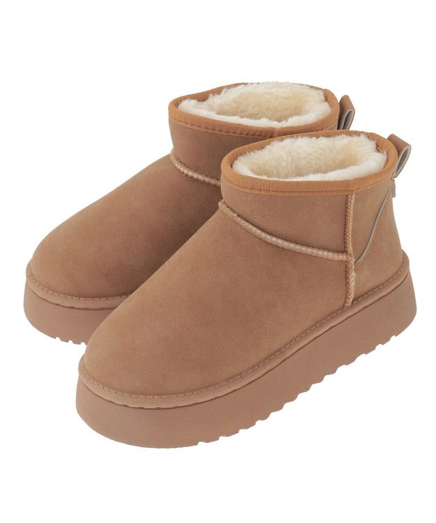 Green Parks ・ｍｉｎｉａ　フェイクムートンショートブーツ Camel