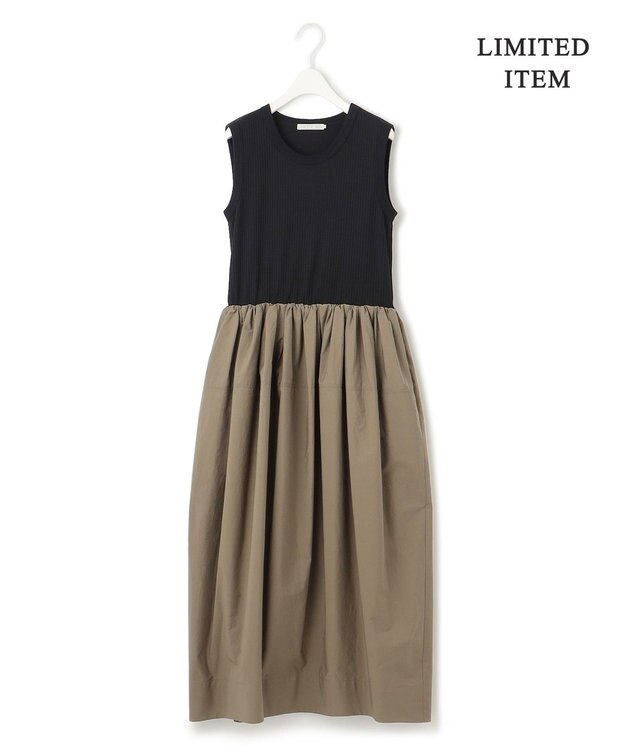 ICB L 【WEB限定・洗える】 リブコンビタイプライター ワンピース カーキ系