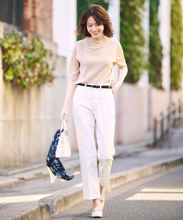 ANY SIS L 【美Denimシリーズ】センタープレスセミフレア デニム オフ