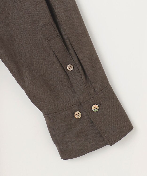 自由区 【洗える】トロピカルストレッチシャツ ドレス カーキブラウン