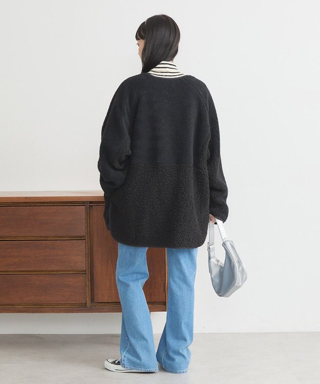 earth music&ecology 粒違い切替ボアブルゾン Black