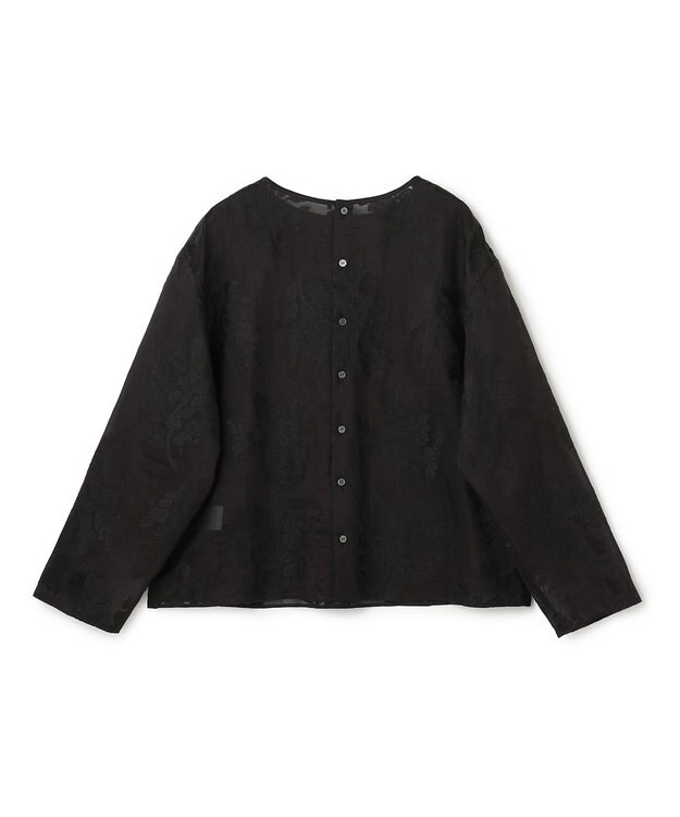 UNFILO L 【前後着用可能の2WAY仕様】ボタニカル エンブロイダリー ブラウス ブラック