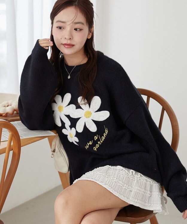 WEGO フラッフィーグラフィックBIGニットプルオーバー 柄3