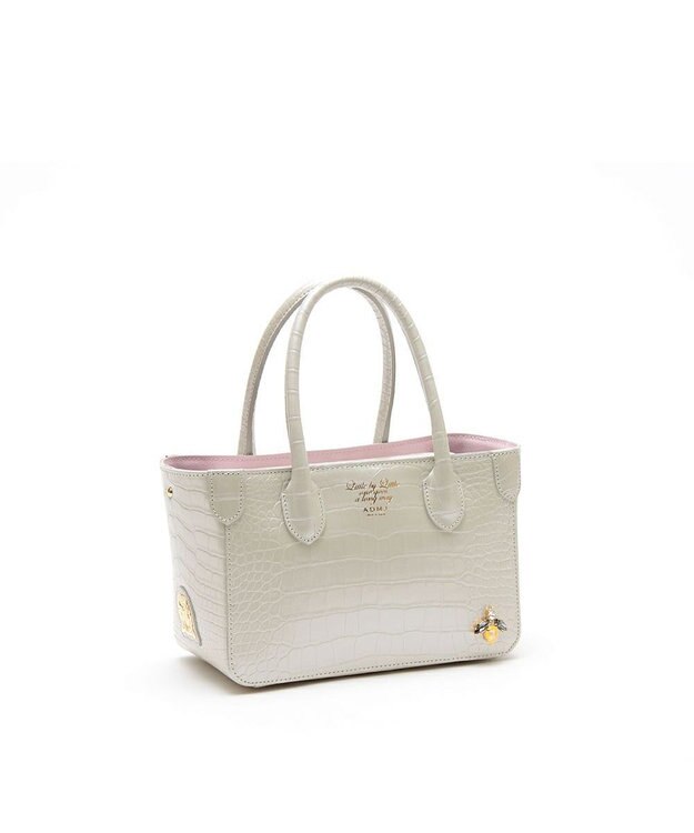A.D.M.J. 【牛革】クロコ型押し ザ・ビーDカン付ミニトート ホワイトパール
