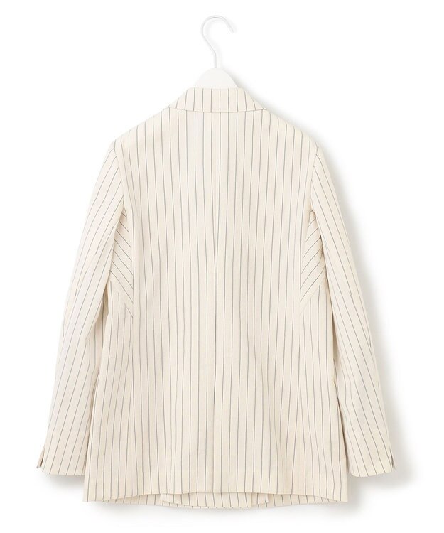 ICB 【洗える】 LooseWeave ストライプ柄ダブルブレストジャケット オフホワイト×ブラック系