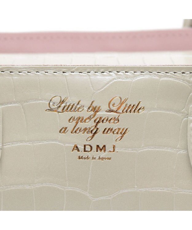 A.D.M.J. 【牛革】クロコ型押し ザ・ビーDカン付ミニトート ホワイトパール