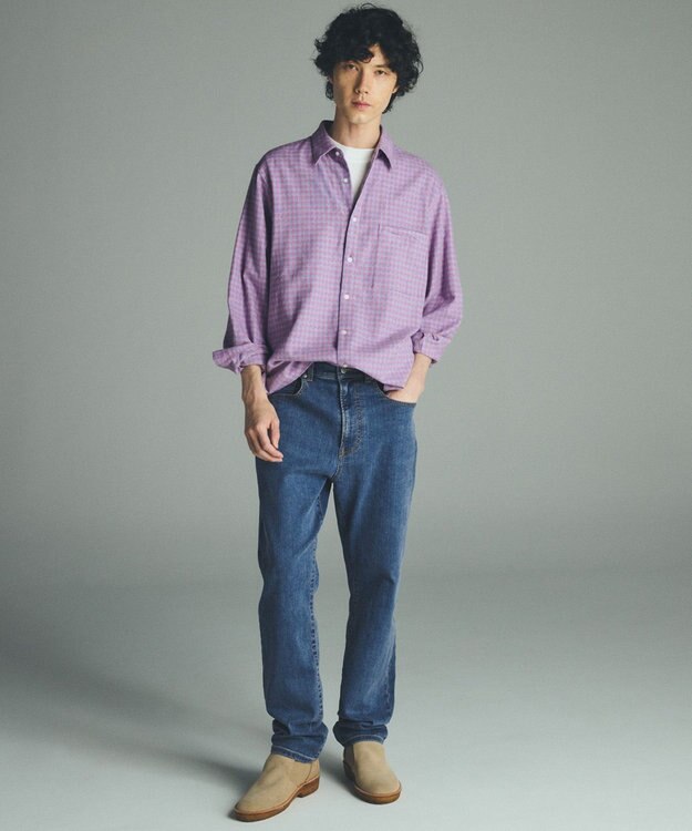 UNFILO MENS 【男女兼用】クリーンチェック ネルシャツ ワインチェック