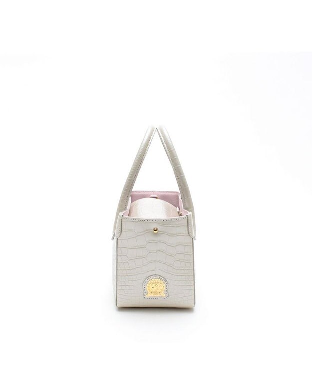 A.D.M.J. 【牛革】クロコ型押し ザ・ビーDカン付ミニトート ホワイトパール