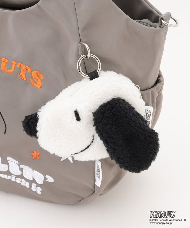 Y'SACCS SNOOPYデザイン サイドギャザー2wayトート　Mサイズ(スケートボード） グレー