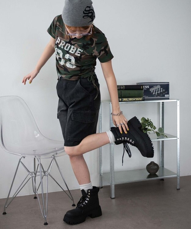 WEGO キーネックサイドレースアップちびT 柄4