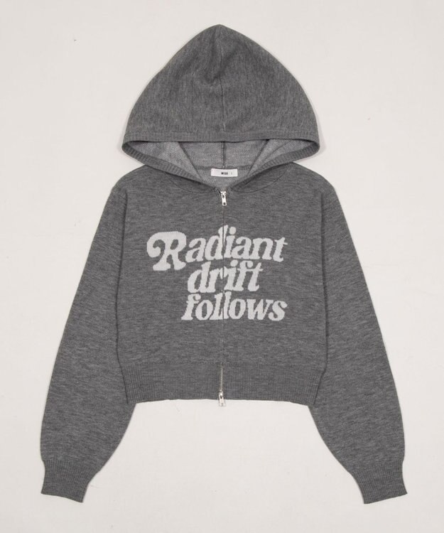 WEGO グラフィックジャガードニットZIPパーカー グレー