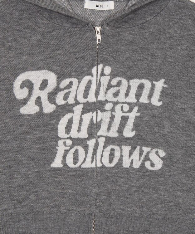 WEGO グラフィックジャガードニットZIPパーカー グレー