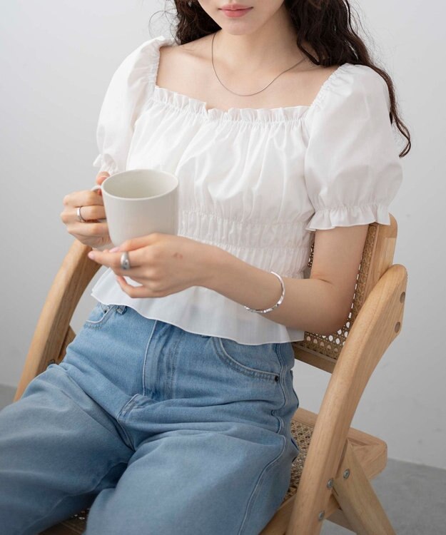 WEGO オフショルシャーリングブラウス ホワイト