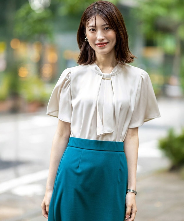 ANY SIS S 【洗える】4WAY半袖 ボウブラウス アイボリー