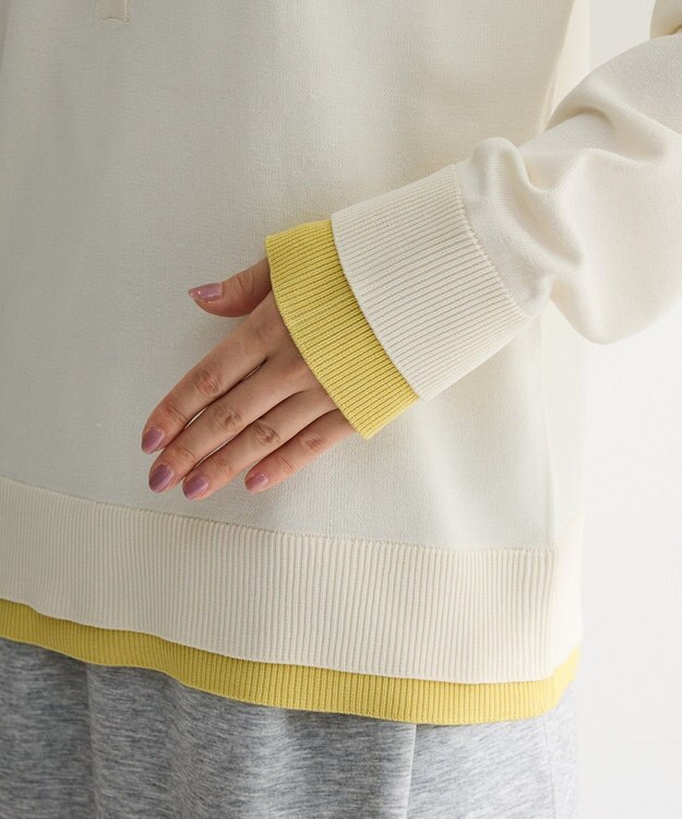 Green Parks ヘンリーネックレイヤードニットプルオーバー White