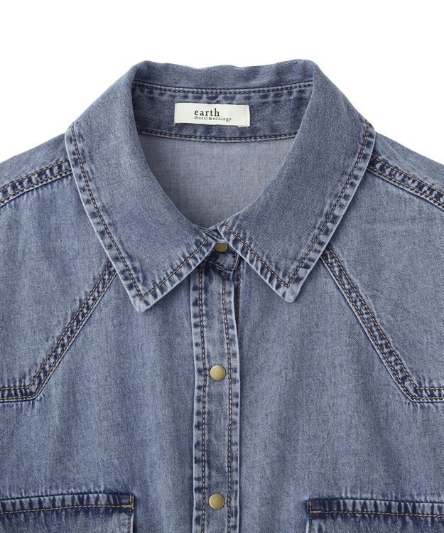 earth music&ecology 【予約】ウエスタンデニムシャツ ライトインディゴ
