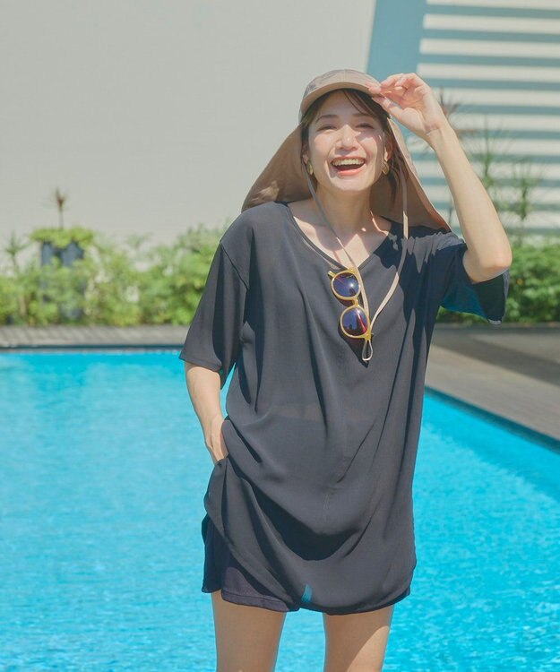 OP／FILA 【Ocean Pacific】水陸両用シアーオーバーサイズTシャツ ブラック
