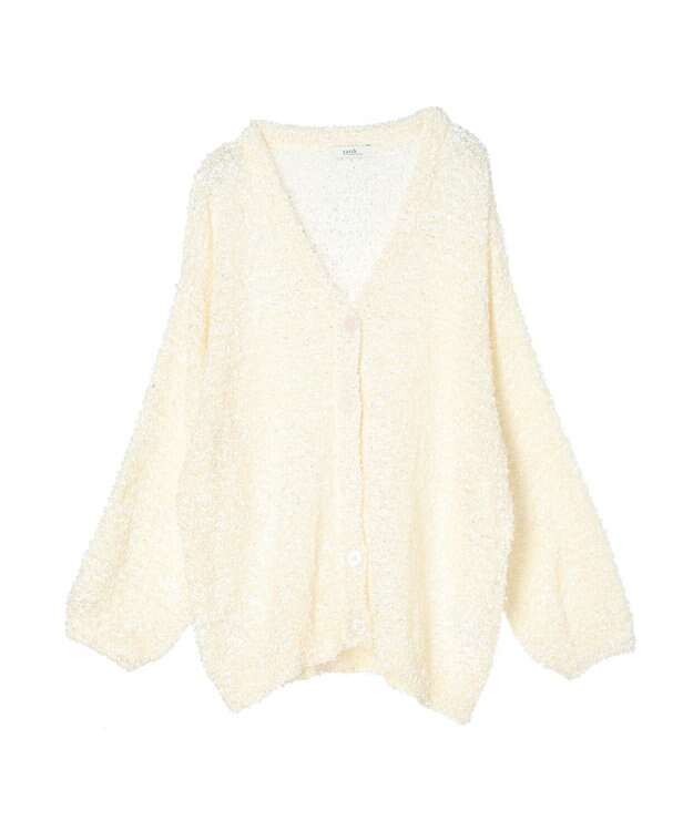 earth music&ecology ぽこぽこヤーンカーディガン Ivory