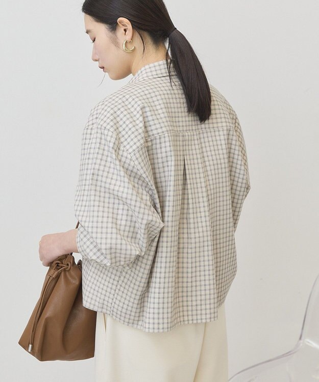 AMERICAN HOLIC ミニチェックショート丈シャツ Ivory