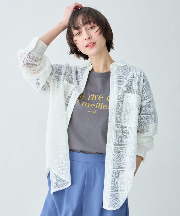 ANY L レースオーバーシャツ エクリュ