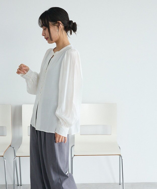 CRAFT STANDARD BOUTIQUE インド製 ボリュームスリーブブラウス White